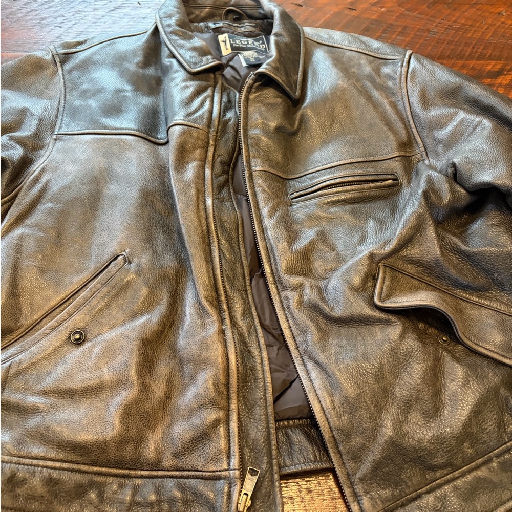 Eddie Bauer Brown Leather Bomber Jacket